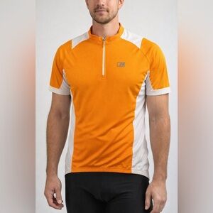 Nishiki Cycling Jersey Men's MD 1/4 Zip Orange White